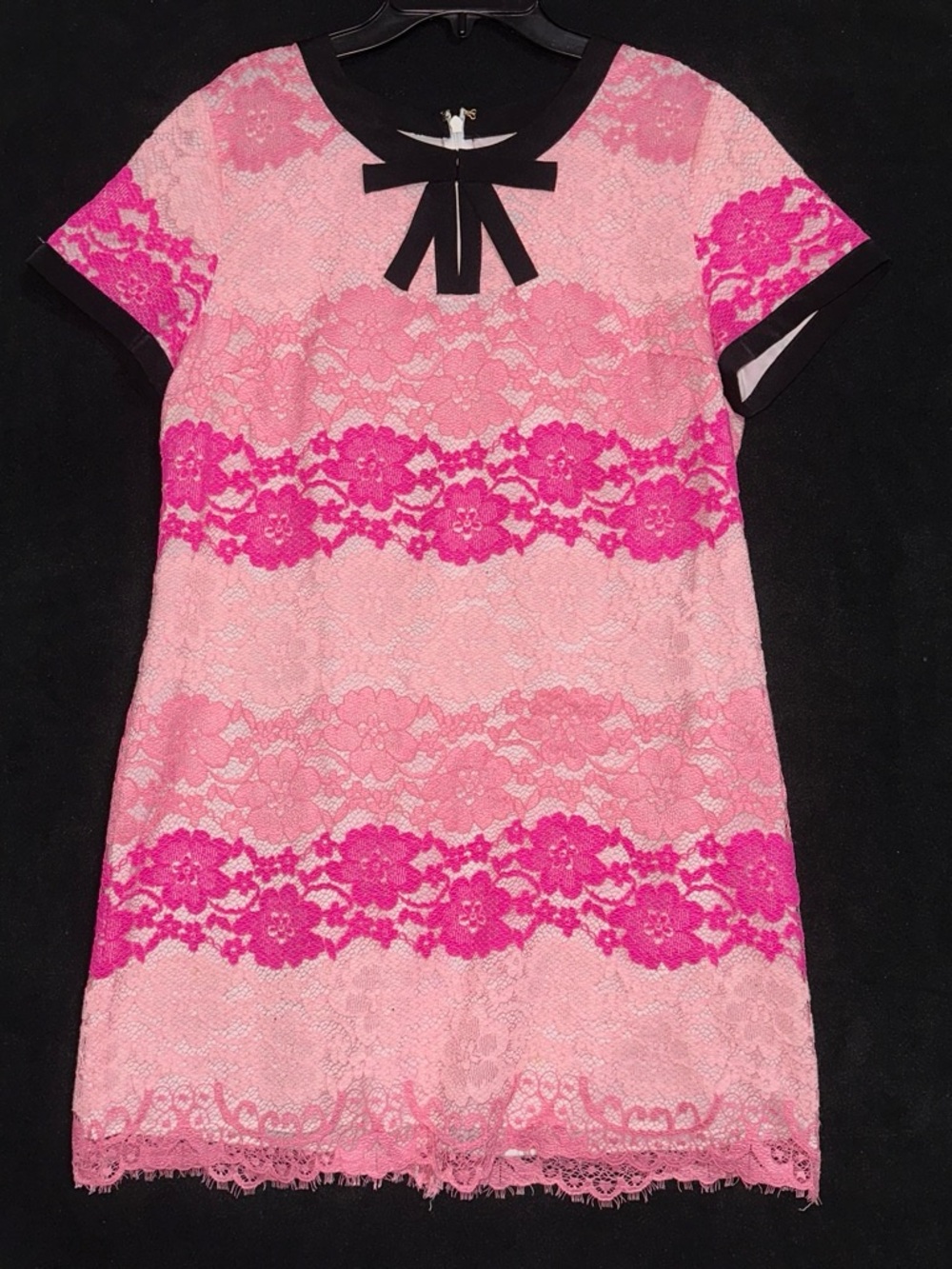 CeCe Pink and Hot Pink Lace Dress with Black Bow